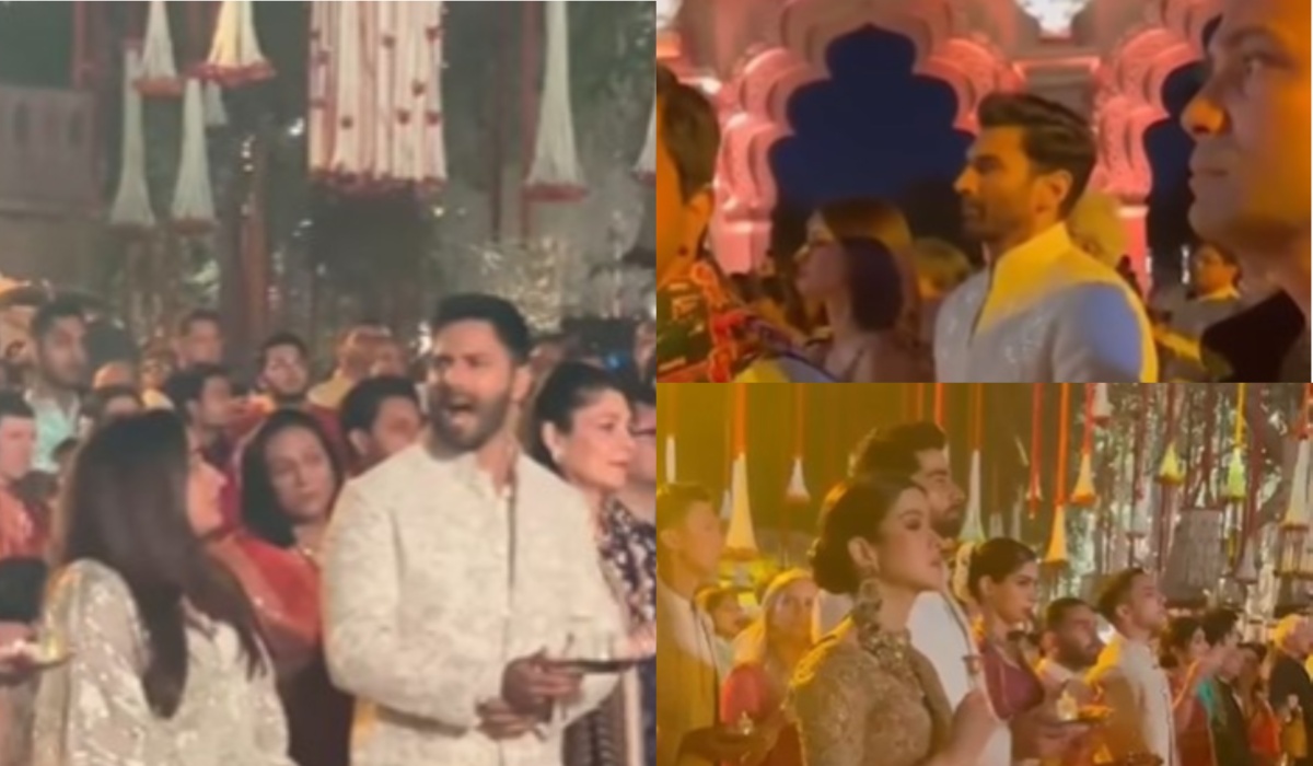 Stars were seen engrossed in devotion at Anant-Radhika's pre-wedding, Varun Dhawan-Natasha Dalal performed Ganesh Aarti - India TV Hindi